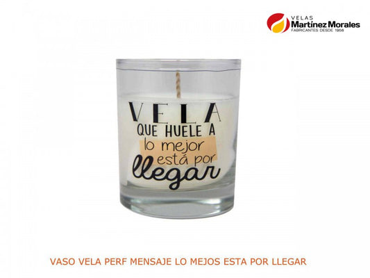 Vela vaso perf. Mensaje lo mejor