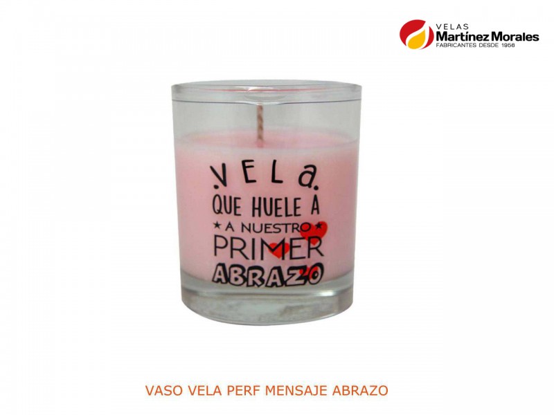 Vela vaso perf. Mensaje abrazo