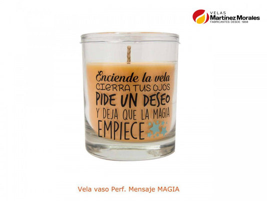Vela vaso perf. Mensaje magia