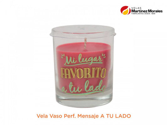 Vela vaso perf. Mensaje a tu lado