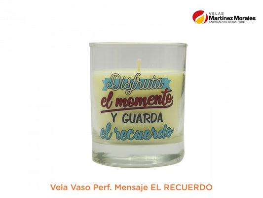 Vela vaso perf. Mensaje el recuerdo