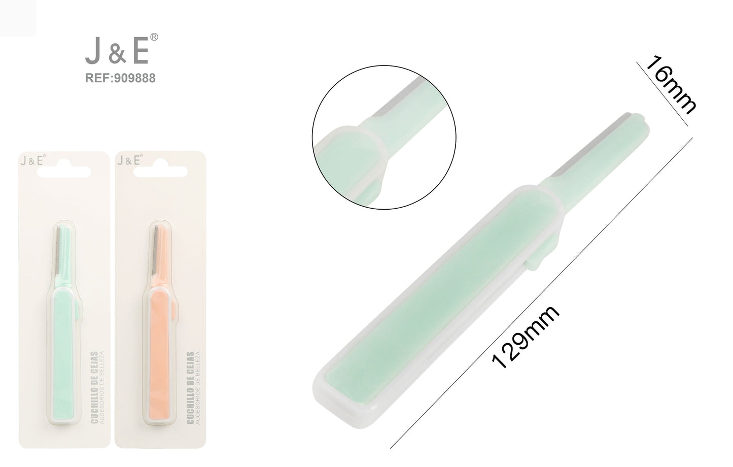 Cuchillo cejas rosa/turquesa 16*129mm