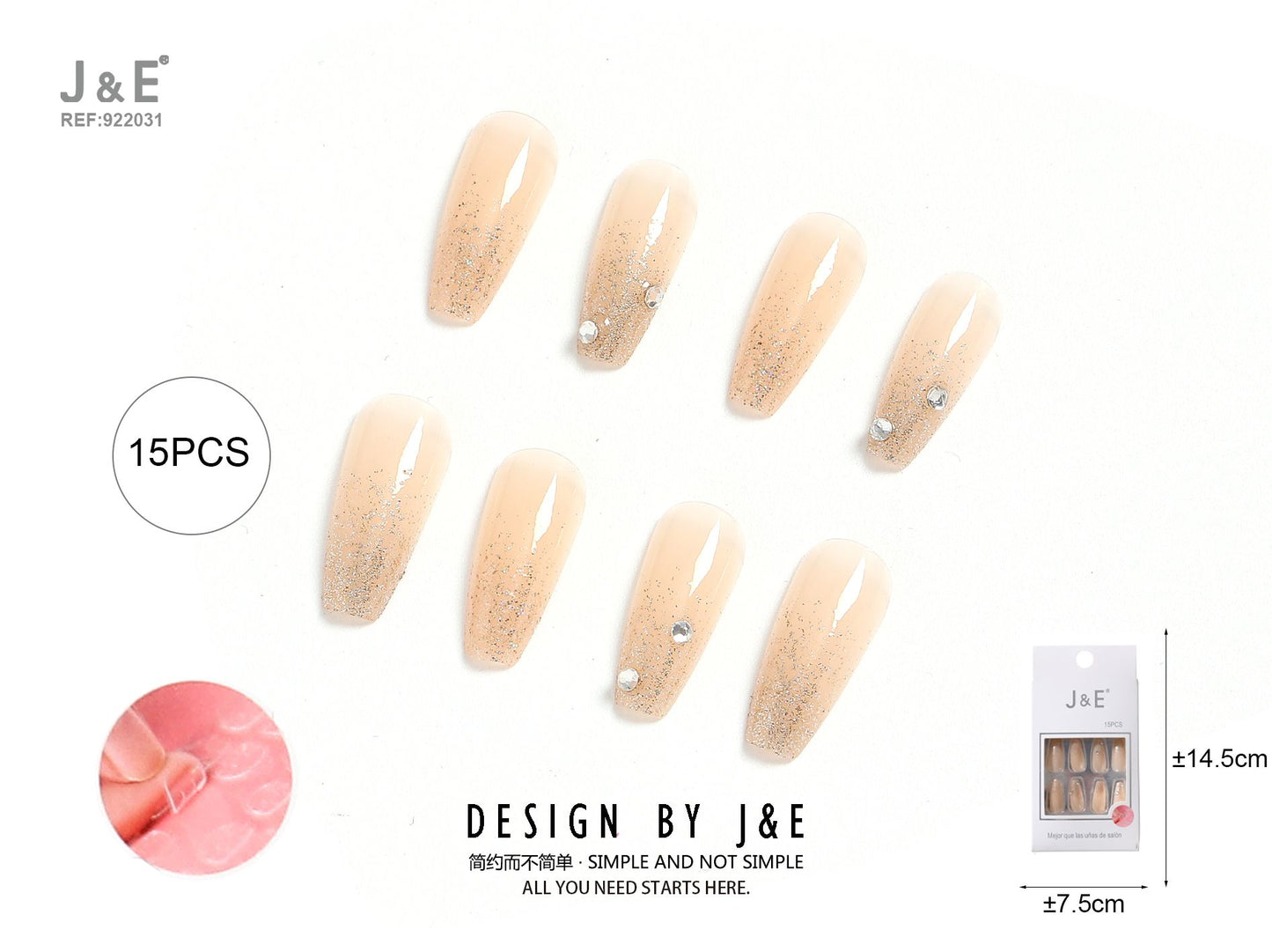 Uñas postizas extra larga 15pcs