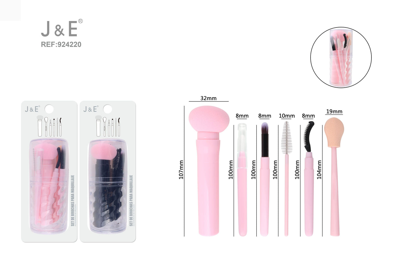 6 pcs set de brochas para maquillaje