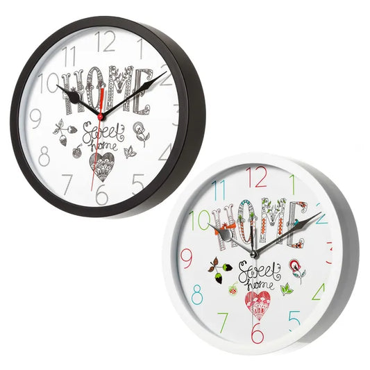 Reloj pared "home" 2/c plástico 25,20 x 25,20 x 4 cm