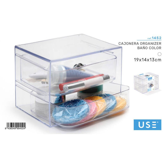 Cajonera organizer 2 cajones baño cristal