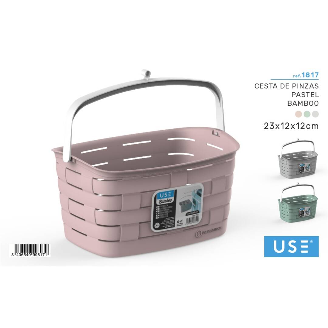 Cesta de pinzas pastel serie bamboo