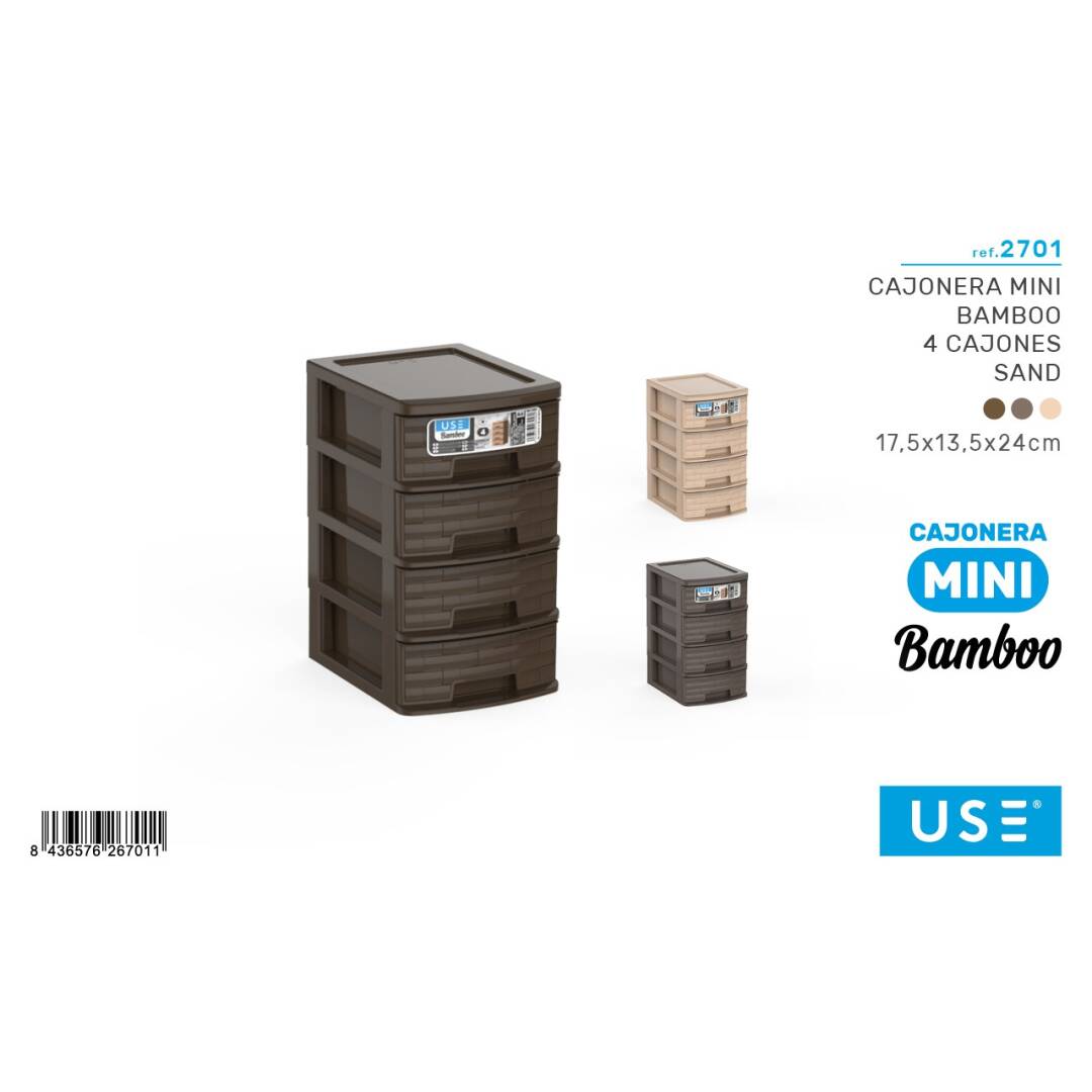 Cajonera mini bamboo 4 cajones - sand