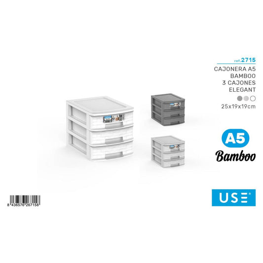Cajonera a5 bamboo 3 cajones - elegant