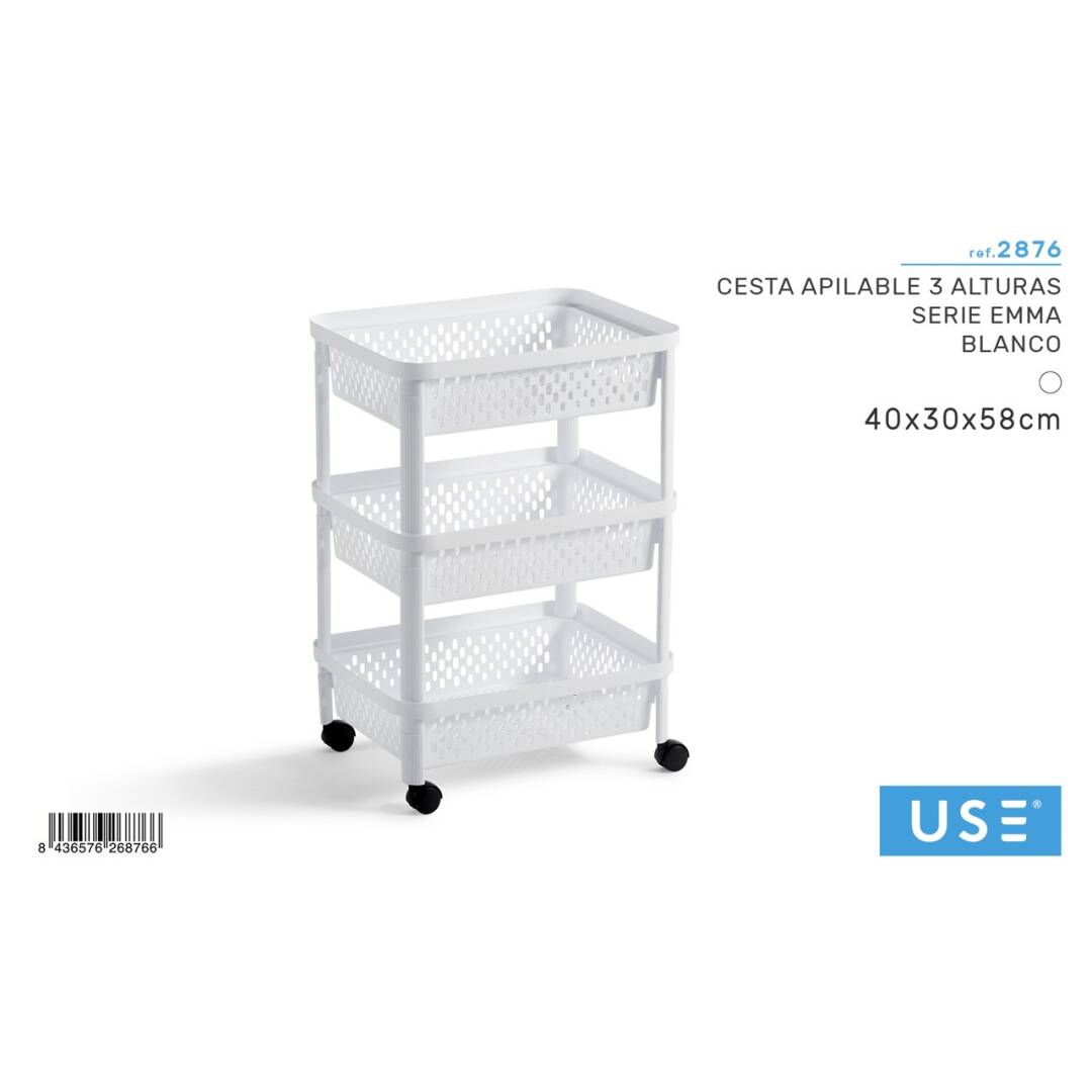 Cesta apilable 3 alturas blanco emma
