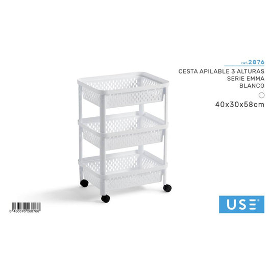 Cesta apilable 3 alturas blanco emma