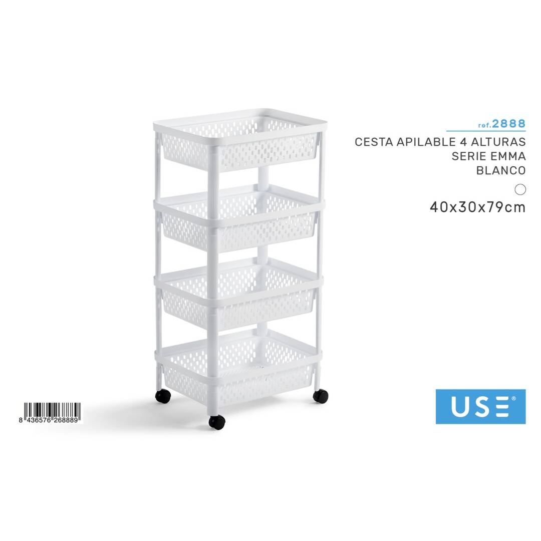 Cesta apilable 4 alturas blanco emma