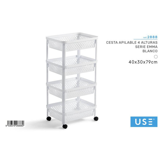 Cesta apilable 4 alturas blanco emma