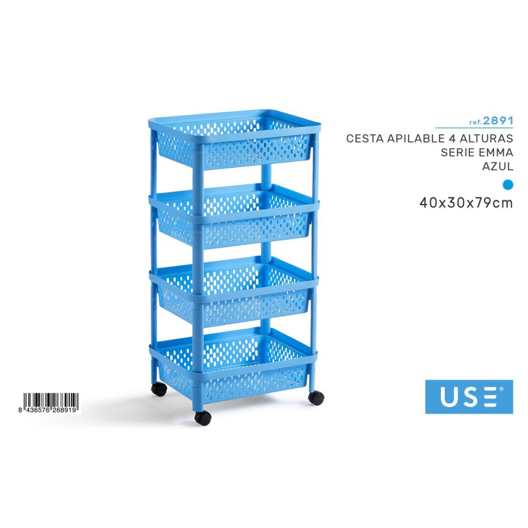 Cesta apilable 4 alturas azul emma