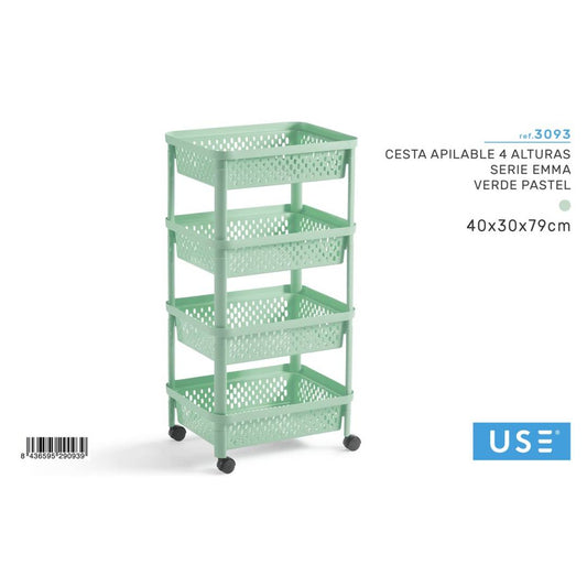 Cesta apilable 4 alturas verde pastel serie emma