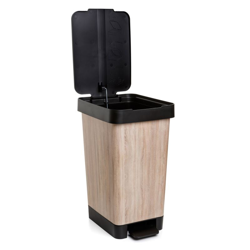 Cubo pedal 25l smart deco wood