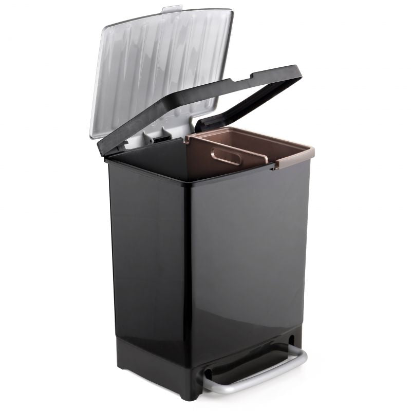 Cubo reciclaje 17 l.+ 8 l. Negro