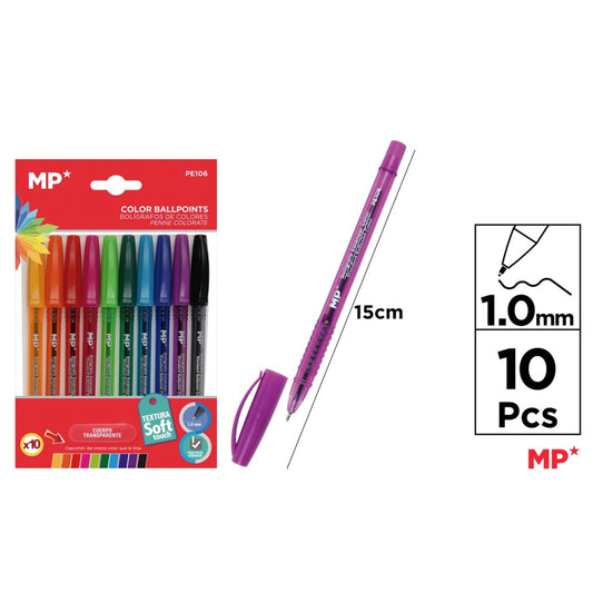 Boligrafos 1.0mm 10 colores escritura suave