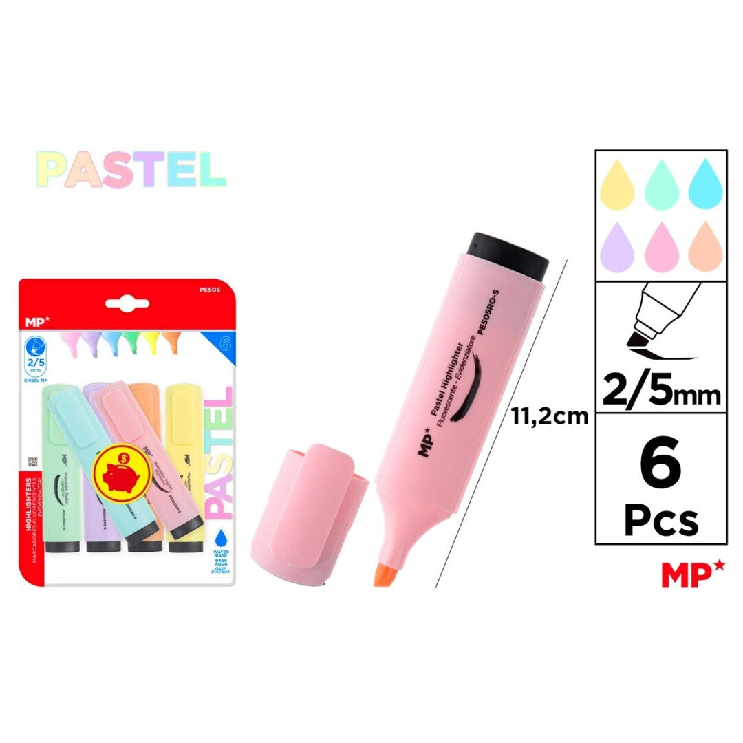 Marcador pastel 6uds pack ahorro