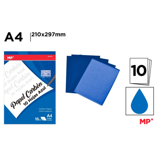 Papel carbon 10 hojas azul