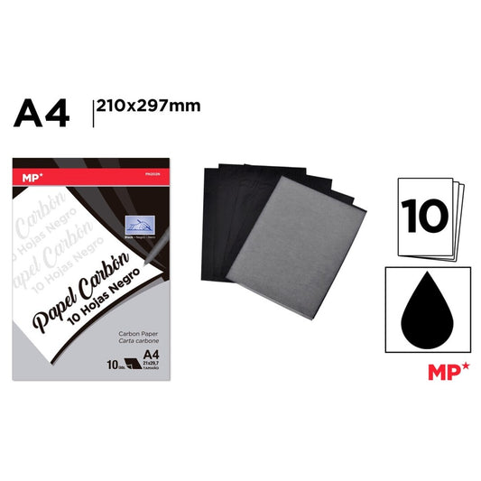 Papel carbon 10 hojas negro