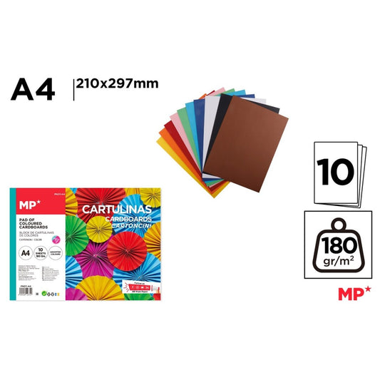 Block de cartulina color a4 10 hojas 180g