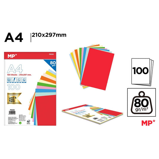 Papel a4 100 hojas 80g color surtido