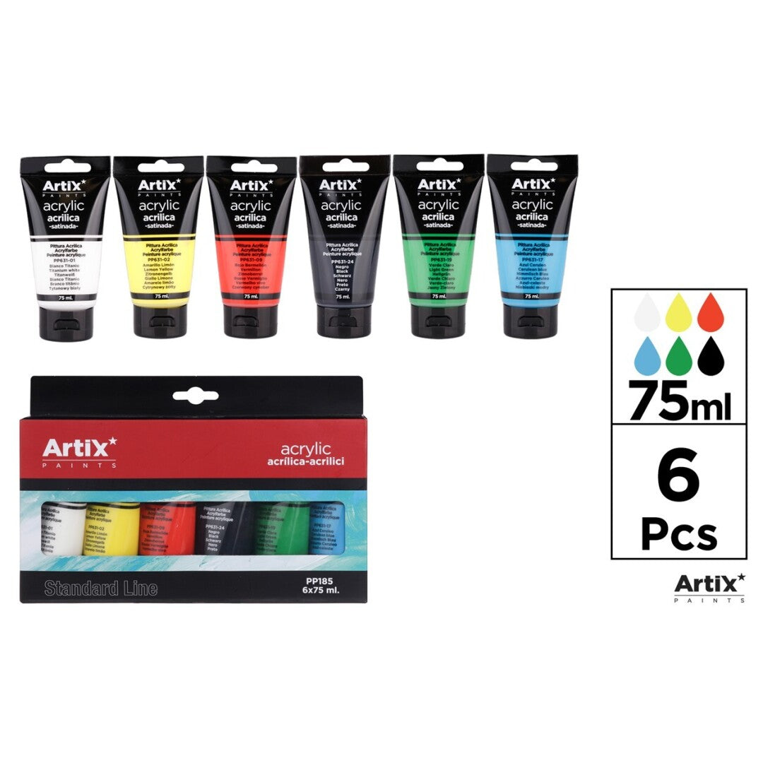 Pintura acrilica 6 tubos 75ml