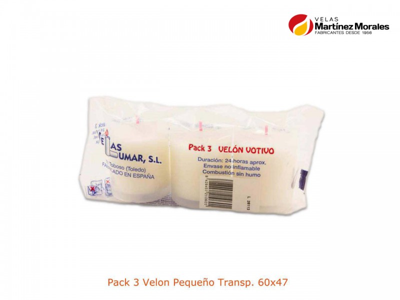 Pack 3 velon pequeño transp. 6x4,7 cm