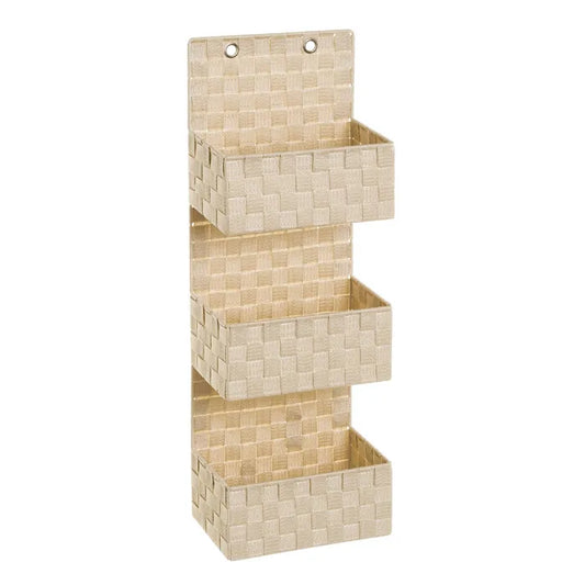 Organizador colgante 2 cestas pp beige 25 x 15 x 48 cm