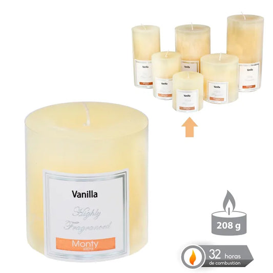 Vela cilíndrica perfumada crema vainilla 7 x 7 cm