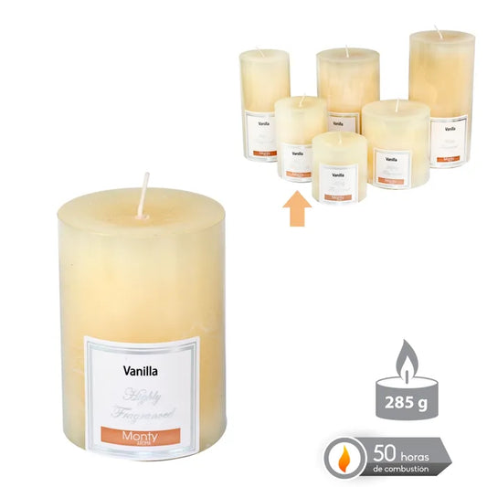 Vela cilíndrica perfumada crema vainilla 7 x 9,50 cm