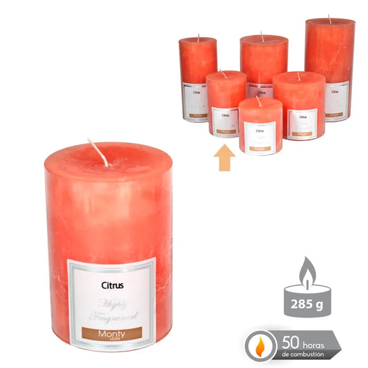 Vela cilíndrica perfumada naranja citrus 7 x 9,50 cm