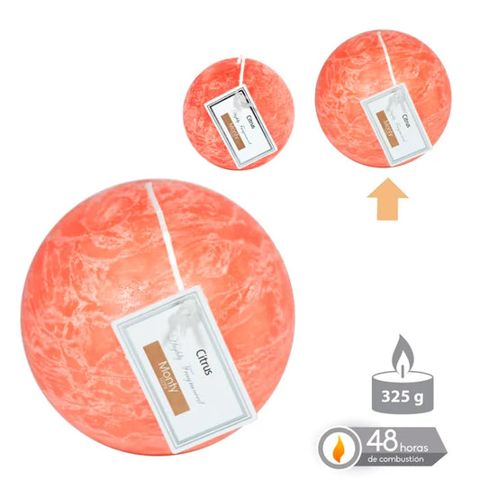 Vela bola perfumada naranja citrus 9 cm