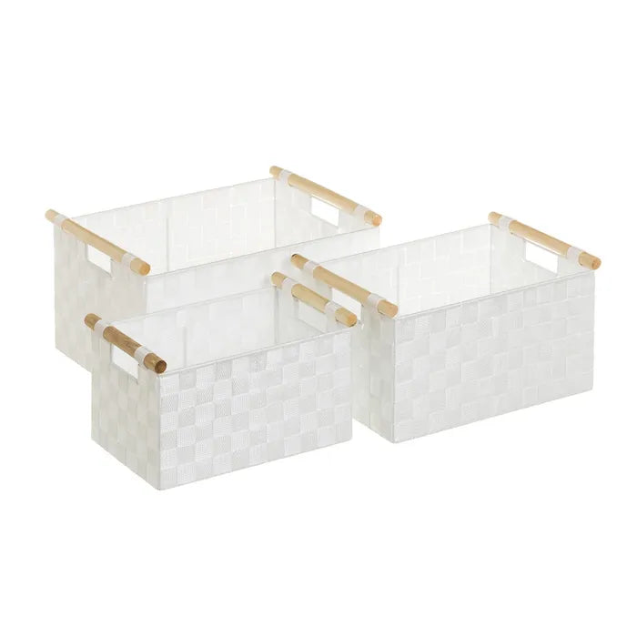 S/3 cesta con asas pp blanco 40 x 30 x 22 cm