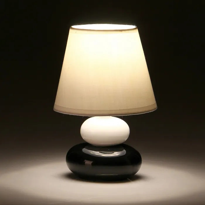 Lámpara piedras cerámica blanco-negro 15 x 15 x 22,50 cm