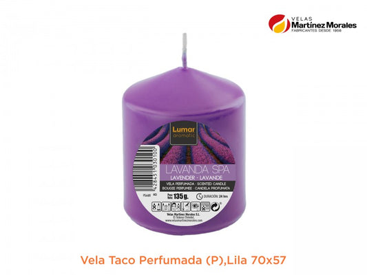 Vela taco perfumada lavanda 7x5,7 cm