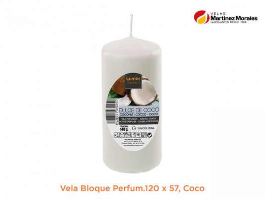 Vela bloque perfumado coco 12x5,7 cm