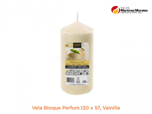 Vela bloque perfumada vainilla 12x5,7 cm