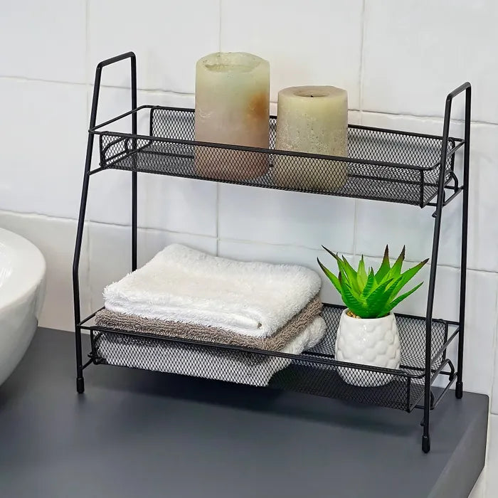 Cesta doble metal negro 31 x 17 x 33 cm