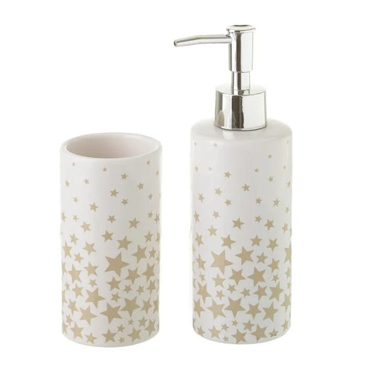 Set baño stars cerámica beige 6,50 x 6,50 x 19 cm