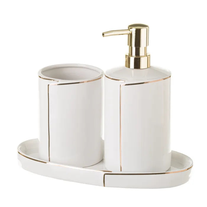 Set baño cerámica blanco 8,50 x 8,50 x 19,60 cm