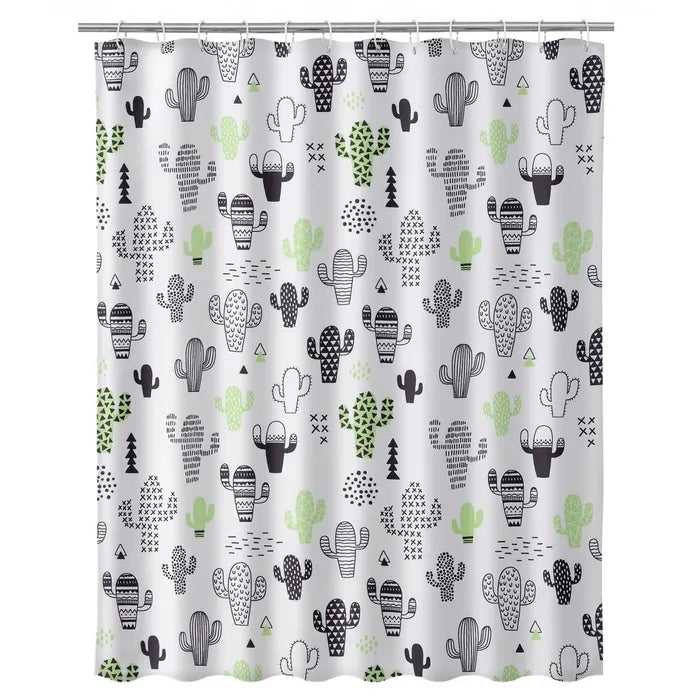 Cortina baño cactus poliester 180 x 200 cm