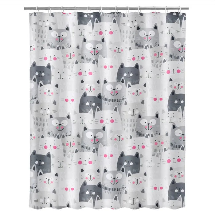 Cortina baño gatos poliester 180 x 200 cm