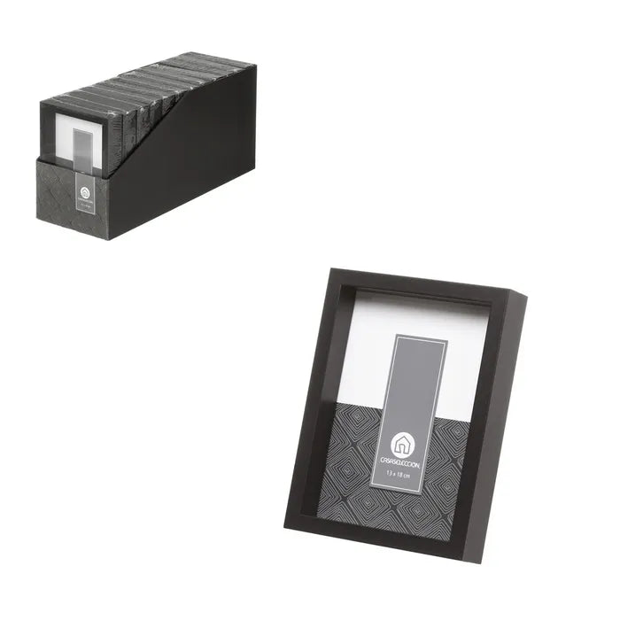 Portafotos 13x18 mdf-cristal negro 14,60 x 3,50 x 19,60 cm