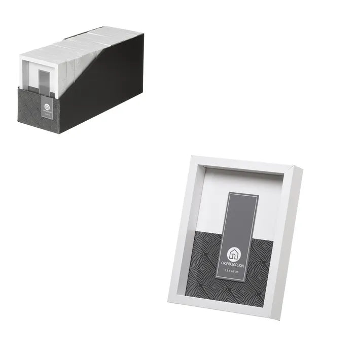 Portafotos 13x18 mdf-cristal blanco 14,60 x 3,50 x 16,60 cm