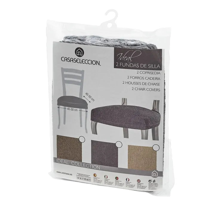 Set/2 fundas silla asiento gris de 40 a 50 cm