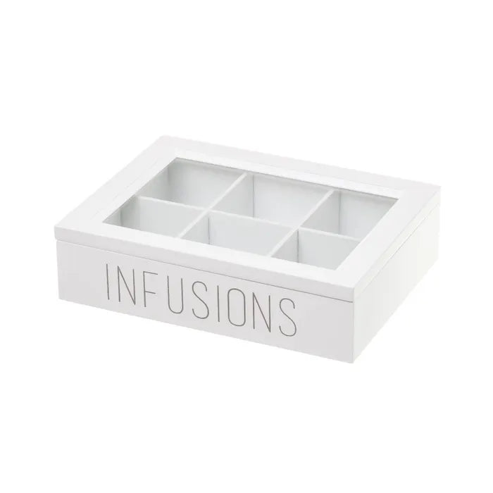 Caja infusión mdf-cristal blanco 24 x 6,30 x 18,50 cm
