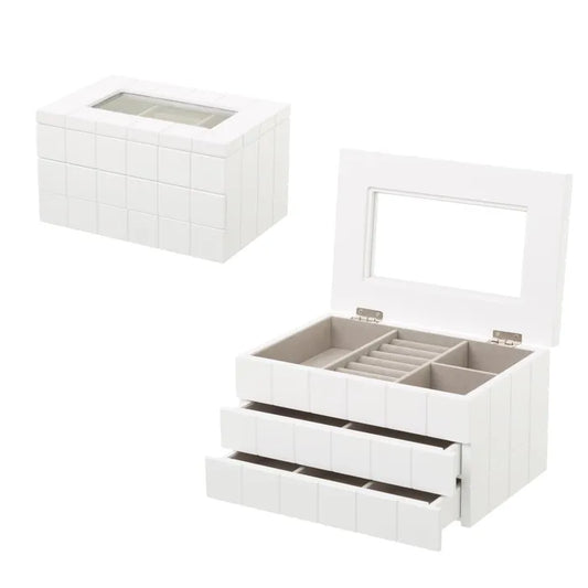 Joyero mdf-cristal blanco 24 x 16 x 14 cm