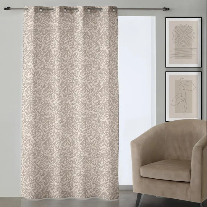 Cortina loneta impreso serbal ii taupe 140 x 260 cm